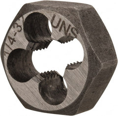 Interstate - 1/4-32 UNEF Thread, 11/16" Hex, Right Hand Thread, Hex Rethreading Die - Carbon Steel, 1/4" Thick - Exact Tooling