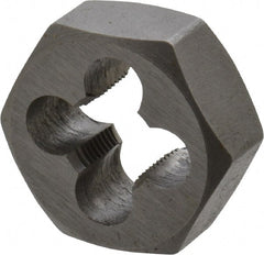 Interstate - 1/4-48 UNS Thread, 11/16" Hex, Right Hand Thread, Hex Rethreading Die - Carbon Steel, 1/4" Thick - Exact Tooling