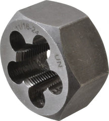 Interstate - 11/16-24 UNEF Thread, 1-7/16" Hex, Right Hand Thread, Hex Rethreading Die - Carbon Steel, 3/4" Thick - Exact Tooling