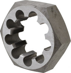 Interstate - 2-1/4 - 16 UNS Thread, 3-1/2" Hex, Right Hand Thread, Hex Rethreading Die - Carbon Steel, 1-1/4" Thick - Exact Tooling