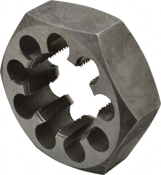Interstate - 2-1/8 - 12 UNS Thread, 3-1/2" Hex, Right Hand Thread, Hex Rethreading Die - Carbon Steel, 1-1/4" Thick - Exact Tooling