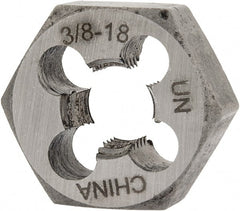 Interstate - 3/8-18 UNS Thread, 25/32" Hex, Right Hand Thread, Hex Rethreading Die - Carbon Steel, 3/8" Thick - Exact Tooling
