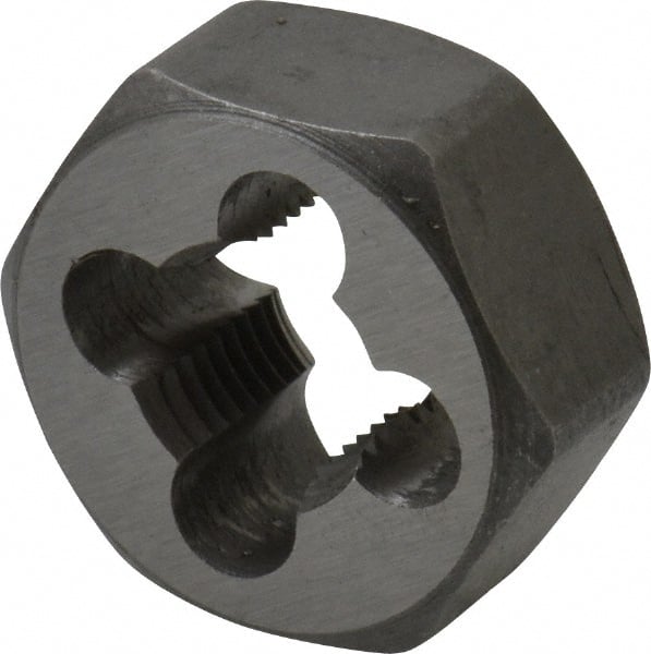 Interstate - 3/8-27 UNS Thread, 25/32" Hex, Right Hand Thread, Hex Rethreading Die - Carbon Steel, 3/8" Thick - Exact Tooling