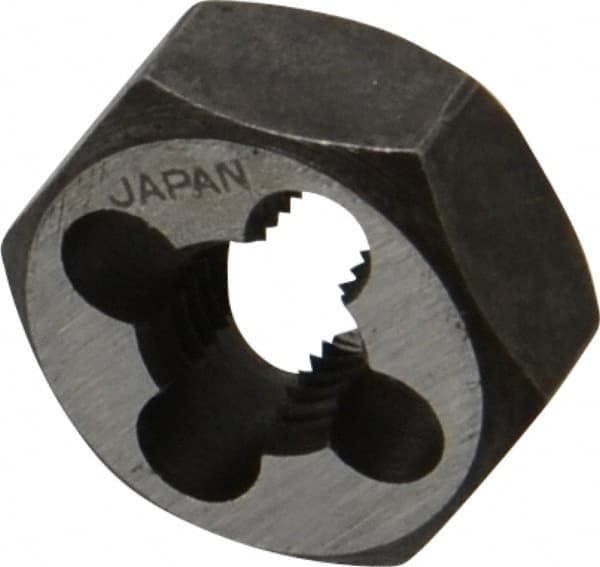Interstate - 5/16-27 UNS Thread, 11/16" Hex, Right Hand Thread, Hex Rethreading Die - Carbon Steel, 5/16" Thick - Exact Tooling