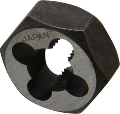 Interstate - 5/16-27 UNS Thread, 11/16" Hex, Right Hand Thread, Hex Rethreading Die - Carbon Steel, 5/16" Thick - Exact Tooling
