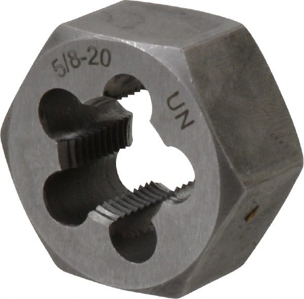 Interstate - 5/8-20 UNS Thread, 1-1/4" Hex, Right Hand Thread, Hex Rethreading Die - Carbon Steel, 5/8" Thick - Exact Tooling