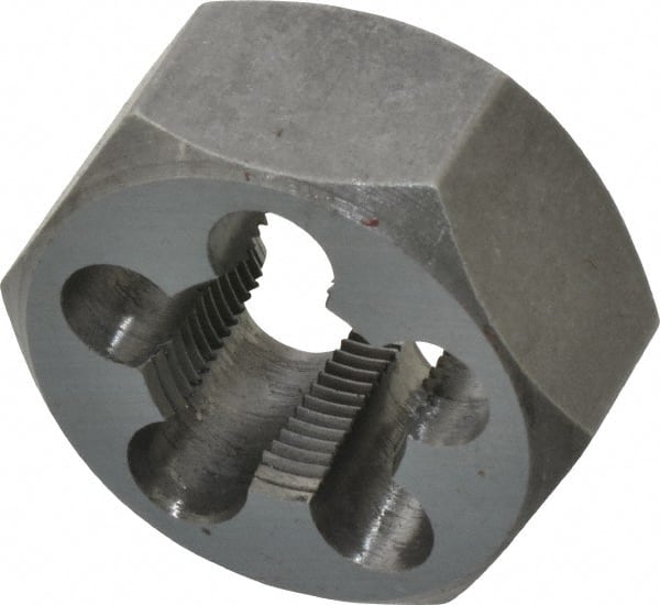Interstate - 5/8-24 UNEF Thread, 1-1/4" Hex, Right Hand Thread, Hex Rethreading Die - Carbon Steel, 5/8" Thick - Exact Tooling