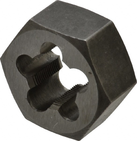 Interstate - 5/8-32 UNS Thread, 1-1/4" Hex, Right Hand Thread, Hex Rethreading Die - Carbon Steel, 5/8" Thick - Exact Tooling