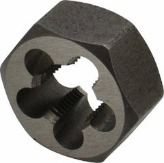 Interstate - 7/16-28 UNEF Thread, 7/8" Hex, Right Hand Thread, Hex Rethreading Die - Carbon Steel, 7/16" Thick - Exact Tooling