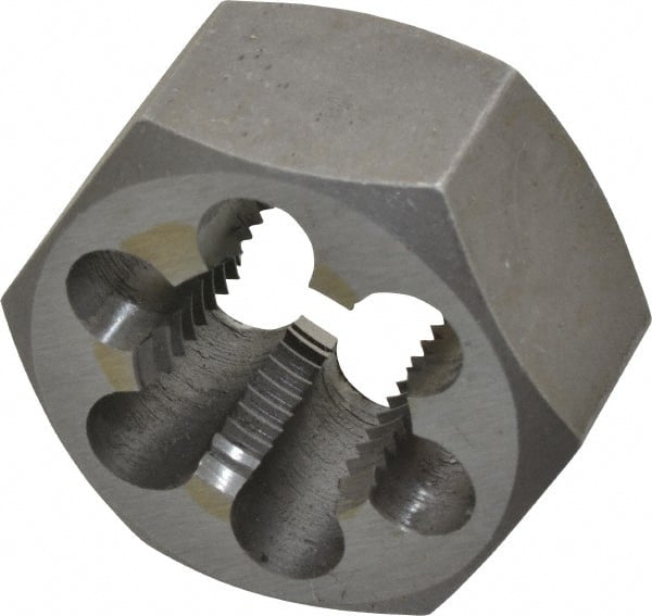 Interstate - 7/8-12 UNS Thread, 1-5/8" Hex, Right Hand Thread, Hex Rethreading Die - Carbon Steel, 7/8" Thick - Exact Tooling