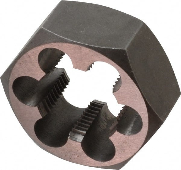 Interstate - 1-1/4 - 12 UNF Thread, 2-3/16" Hex, Left Hand Thread, Hex Rethreading Die - Carbon Steel, 1" Thick - Exact Tooling
