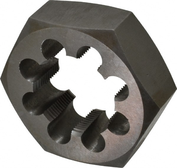 Interstate - 2-12 UNS Thread, 3-1/2" Hex, Left Hand Thread, Hex Rethreading Die - Carbon Steel, 1-1/4" Thick - Exact Tooling