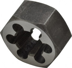 Interstate - M20x1.00 Metric Fine Thread, 1-7/16" Hex, Right Hand Thread, Hex Rethreading Die - Carbon Steel, 3/4" Thick - Exact Tooling