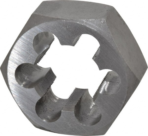 Interstate - M30x1.50 Metric Fine Thread, 2-3/16" Hex, Right Hand Thread, Hex Rethreading Die - Carbon Steel, 1" Thick - Exact Tooling
