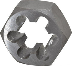 Interstate - M30x1.50 Metric Fine Thread, 2-3/16" Hex, Right Hand Thread, Hex Rethreading Die - Carbon Steel, 1" Thick - Exact Tooling