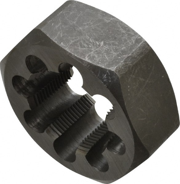 Interstate - M36x1.50 Metric Fine Thread, 2-3/8" Hex, Right Hand Thread, Hex Rethreading Die - Carbon Steel, 1" Thick - Exact Tooling