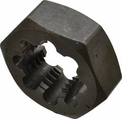 Interstate - M39x4.00 Metric Coarse Thread, 2-9/16" Hex, Right Hand Thread, Hex Rethreading Die - Carbon Steel, 1" Thick - Exact Tooling