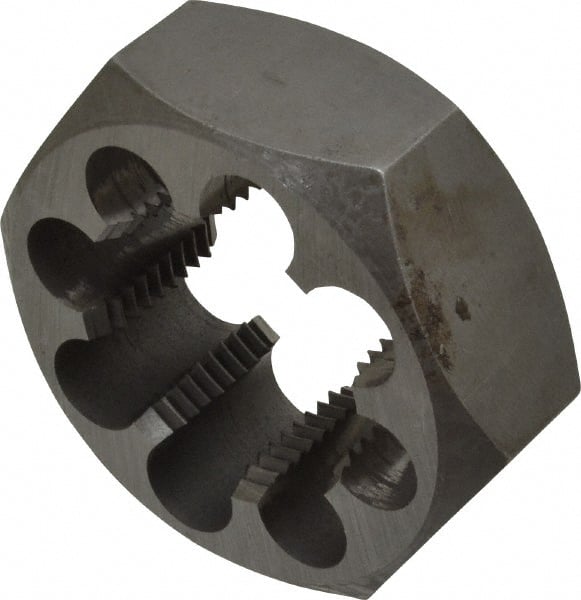 Interstate - M48x3.00 Metric Fine Thread, 3-1/8" Hex, Right Hand Thread, Hex Rethreading Die - Carbon Steel, 1-1/4" Thick - Exact Tooling