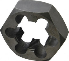 Interstate - M52x3.00 Metric Fine Thread, 3-1/2" Hex, Right Hand Thread, Hex Rethreading Die - Carbon Steel, 1-1/4" Thick - Exact Tooling