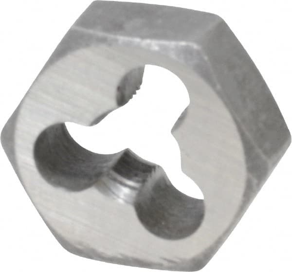 Interstate - M6x0.75 Metric Fine Thread, 19/32" Hex, Right Hand Thread, Hex Rethreading Die - Carbon Steel, 1/4" Thick - Exact Tooling