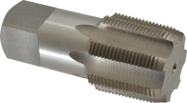 Interstate - 1-1/2 - 11-1/2 NPT Thread, 7 Flute Standard Pipe Tap - 4-1/4" OAL, 1-1/2" Shank Diam, Bright Finish, Carbon Steel - Exact Tooling