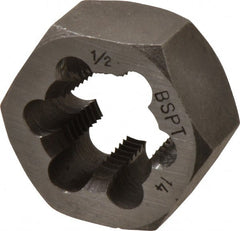 Interstate - 1/2-14 BSPT Thread, Hex Pipe Die - 1-5/8" Outside Diam, Carbon Steel - Exact Tooling