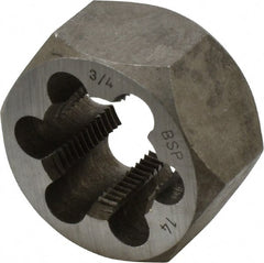 Interstate - 3/4-14 BSPP Thread, Hex Pipe Die - 2" Outside Diam, Carbon Steel - Exact Tooling