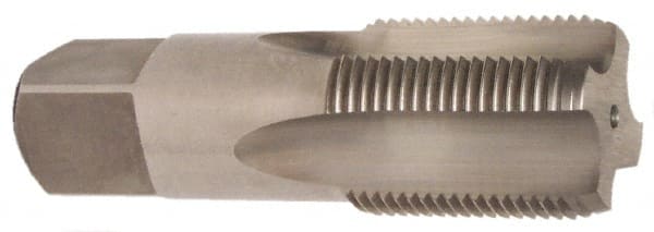 Interstate - 5/8-14" BSPP, 4 Flutes, Plug Chamfer, Bright Finish, High Speed Steel British Standard Pipe Tap - 0.6875" Shank Diam, 0.515" Square Size, 3-1/8" Overall Length - Exact Tooling