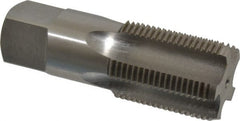 Interstate - 1-11" BSPP, 5 Flutes, Plug Chamfer, Bright Finish, High Speed Steel British Standard Pipe Tap - 1.125" Shank Diam, 0.843" Square Size, 3-3/4" Overall Length - Exact Tooling