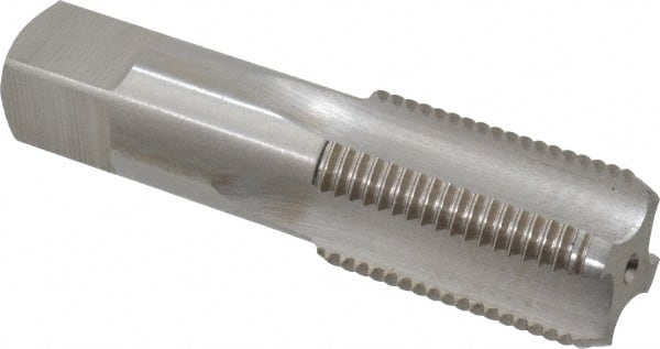 Interstate - 1/2-14" BSPP, 4 Flutes, Plug Chamfer, Bright Finish, High Speed Steel British Standard Pipe Tap - 0.6875" Shank Diam, 0.515" Square Size, 3-1/8" Overall Length - Exact Tooling