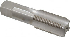 Interstate - 1/2-14" BSPP, 4 Flutes, Plug Chamfer, Bright Finish, High Speed Steel British Standard Pipe Tap - 0.6875" Shank Diam, 0.515" Square Size, 3-1/8" Overall Length - Exact Tooling