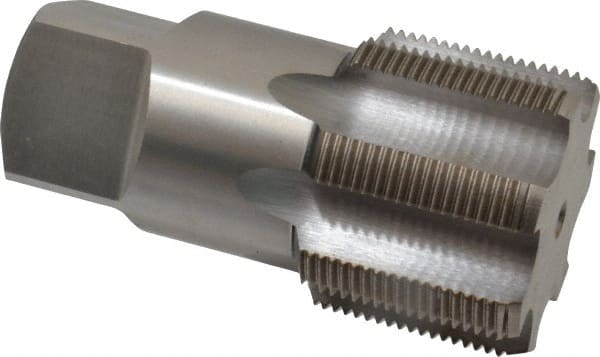 Interstate - 2-11" BSPP, 7 Flutes, Plug Chamfer, Bright Finish, High Speed Steel British Standard Pipe Tap - 1.875" Shank Diam, 1.406" Square Size, 4-1/2" Overall Length - Exact Tooling