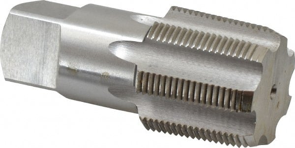 Interstate - 1-1/2 - 11" BSPT, 7 Flutes, Bottoming Chamfer, Bright Finish, High Speed Steel British Standard Pipe Tap - 1.5" Shank Diam, 1.125" Square Size, 4-1/2" Overall Length - Exact Tooling