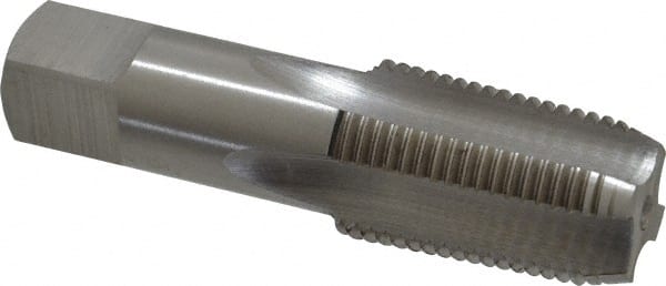 Interstate - 1/2-14" BSPT, 4 Flutes, Bottoming Chamfer, Bright Finish, High Speed Steel British Standard Pipe Tap - 0.6875" Shank Diam, 0.515" Square Size, 3-1/8" Overall Length - Exact Tooling