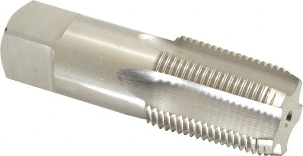 Interstate - 3/4-14" BSPT, 5 Flutes, Bottoming Chamfer, Bright Finish, High Speed Steel British Standard Pipe Tap - 0.9063" Shank Diam, 0.679" Square Size, 3-1/4" Overall Length - Exact Tooling