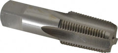 Interstate - 5/8-14" BSPT, 4 Flutes, Bottoming Chamfer, Bright Finish, High Speed Steel British Standard Pipe Tap - 0.6875" Shank Diam, 0.515" Square Size, 3-1/8" Overall Length - Exact Tooling