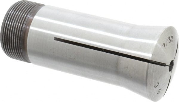 Lyndex - 7/32 Inch 5C Round Collet - 3.27 Inch Overall Length, 1.041-24 Internal Thread Size, Steel, 0.0007 Inch TIR - Exact Tooling