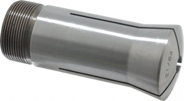 Lyndex - 21/64 Inch 5C Round Collet - 3.27 Inch Overall Length, 1.041-24 Internal Thread Size, Steel, 0.0007 Inch TIR - Exact Tooling