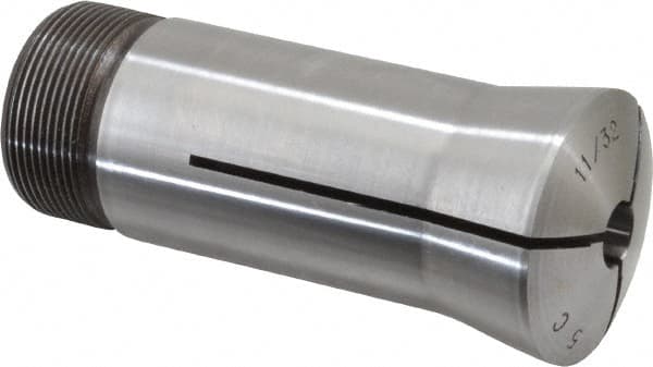 Lyndex - 11/32 Inch 5C Round Collet - 3.27 Inch Overall Length, 1.041-24 Internal Thread Size, Steel, 0.0007 Inch TIR - Exact Tooling