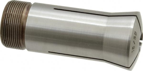 Lyndex - 15/32 Inch 5C Round Collet - 3.27 Inch Overall Length, 1.041-24 Internal Thread Size, Steel, 0.0011 Inch TIR - Exact Tooling
