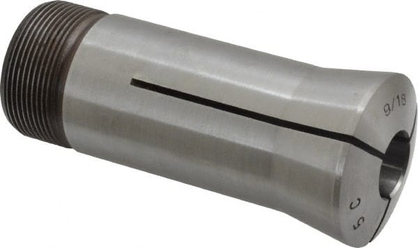 Lyndex - 9/16 Inch 5C Round Collet - 3.27 Inch Overall Length, 1.041-24 Internal Thread Size, Steel, 0.0011 Inch TIR - Exact Tooling