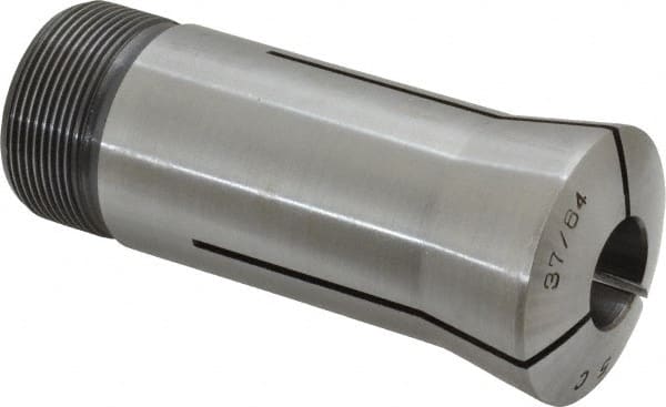 Lyndex - 37/64 Inch 5C Round Collet - 3.27 Inch Overall Length, 1.041-24 Internal Thread Size, Steel, 0.0011 Inch TIR - Exact Tooling