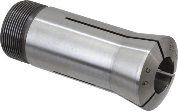 Lyndex - 23/32 Inch 5C Round Collet - 3.27 Inch Overall Length, 1.041-24 Internal Thread Size, Steel, 0.0011 Inch TIR - Exact Tooling