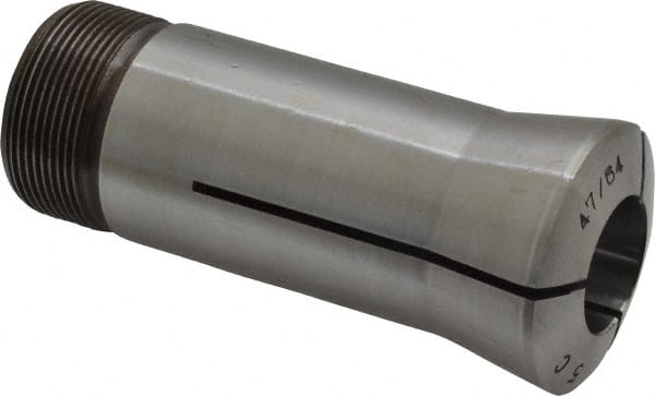 Lyndex - 47/64 Inch 5C Round Collet - 3.27 Inch Overall Length, 1.041-24 Internal Thread Size, Steel, 0.0011 Inch TIR - Exact Tooling
