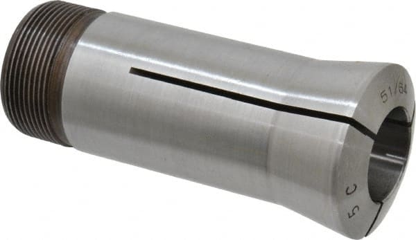 Lyndex - 51/64 Inch 5C Round Collet - 3.27 Inch Overall Length, 1.041-24 Internal Thread Size, Steel, 0.0011 Inch TIR - Exact Tooling