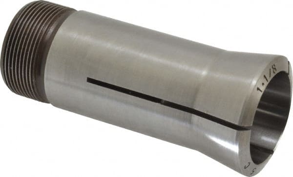 Lyndex - 1-1/8 Inch 5C Round Collet - 3.27 Inch Overall Length, 1.041-24 Internal Thread Size, Steel, 0.0011 Inch TIR - Exact Tooling