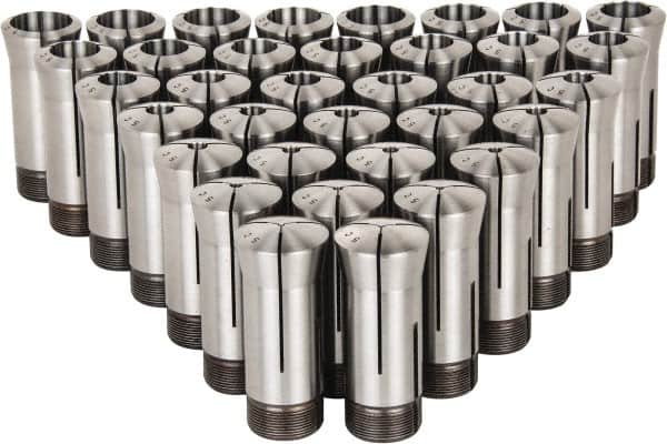 Lyndex - 35 Piece, 1/16" to 1-1/8" Capacity, 5C Round Collet Set - Increments of 1/32 Inch - Exact Tooling