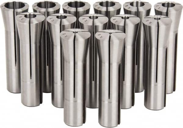 Lyndex - 13 Piece, 1/8" to 7/8" Capacity, R8 Collet Set - Increments of 1/16 Inch - Exact Tooling