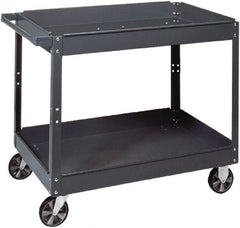 Edsal - 1,000 Lb Capacity, 18" Wide x 30" Long x 36" High Standard Utility Cart - 2 Shelf, Steel, 2 Rigid/2 Swivel Casters - Exact Tooling