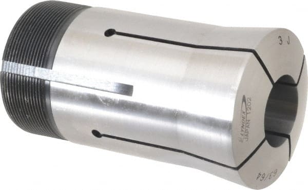 Lyndex - 63/64 Inch Round 3J Collet - 3-3/4 Inch Overall Length, 1.988-20 Inch External Thread - Exact Tooling
